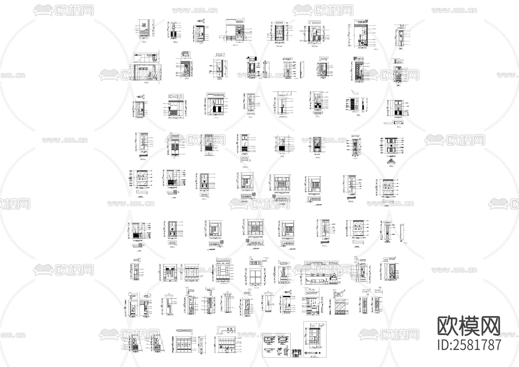 近百款鞋柜衣柜cad图库下载（渲染图1）