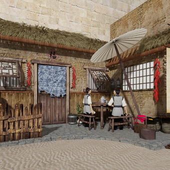 中式乡村小品 农家乐 客栈3d模型