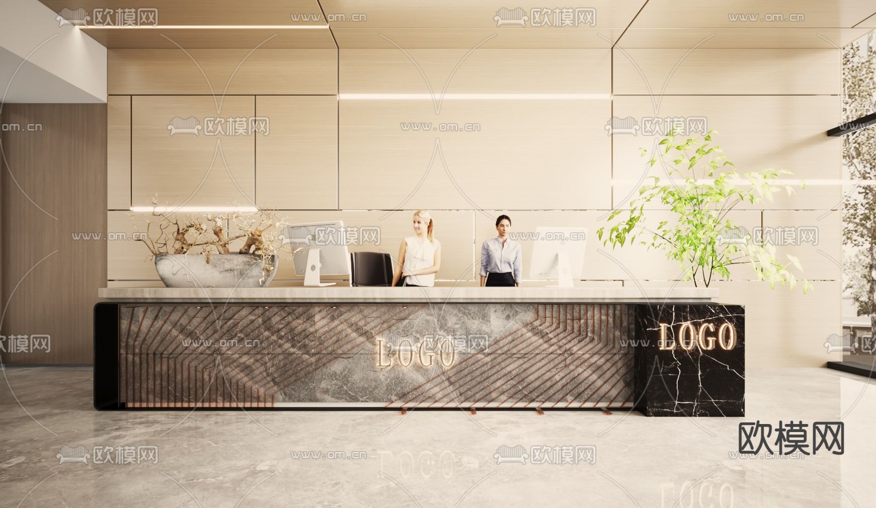 服务台 接待台 前台3d模型下载