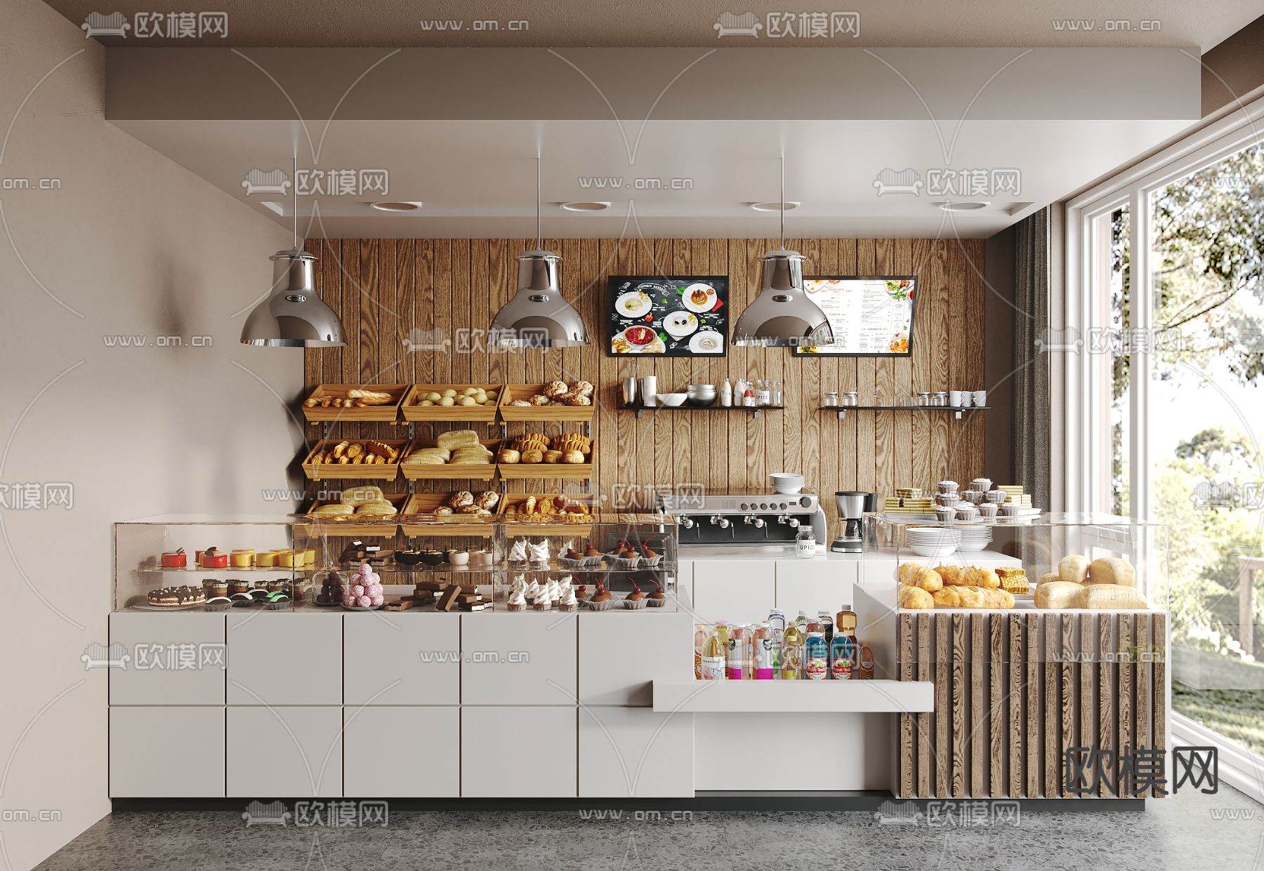 现代甜点面包店su模型下载（渲染图1）