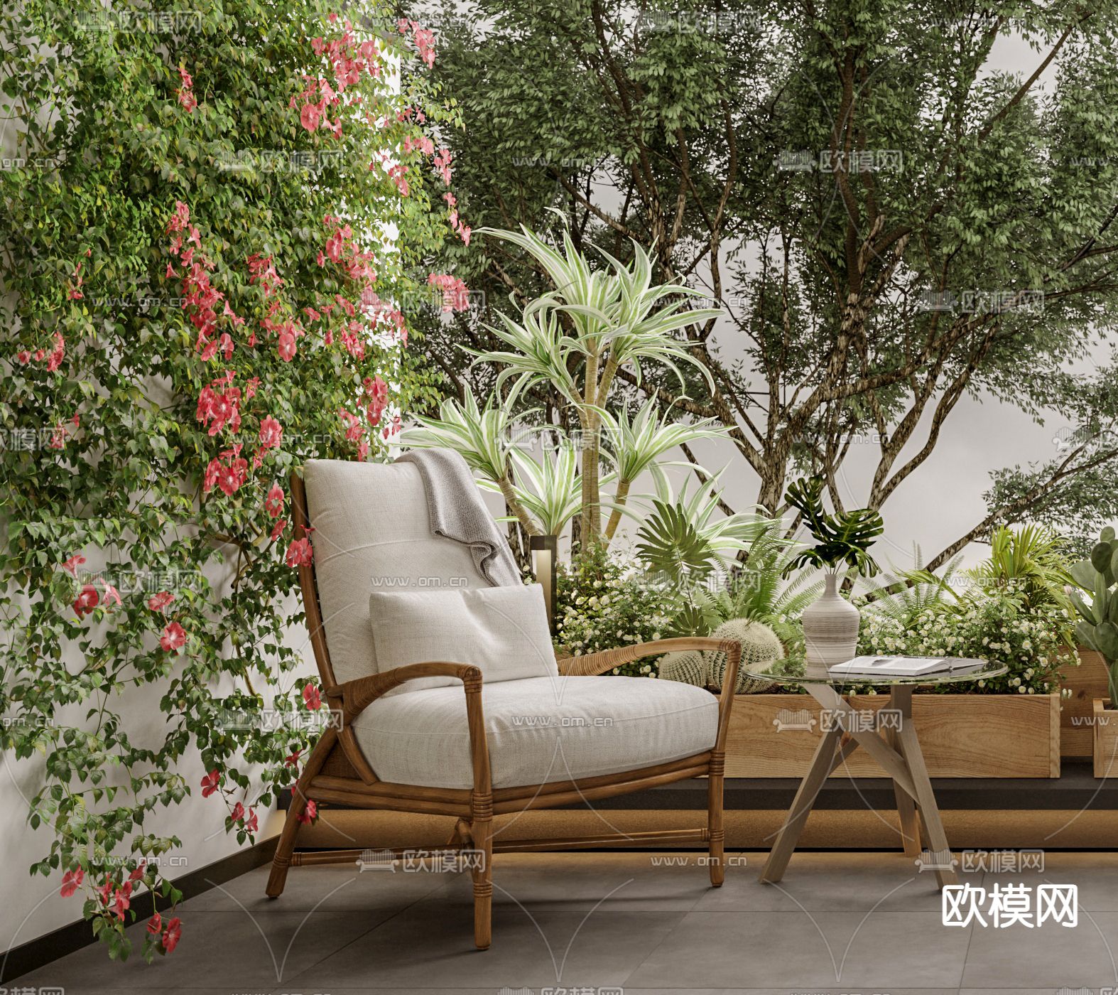 仙人掌 花坛 花箱3d模型下载（渲染图3）