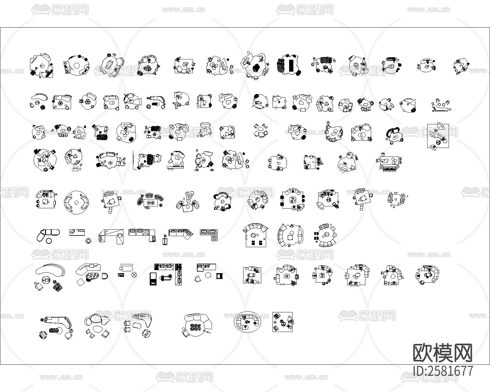爆款定制异形沙发cad图库下载（渲染图2）