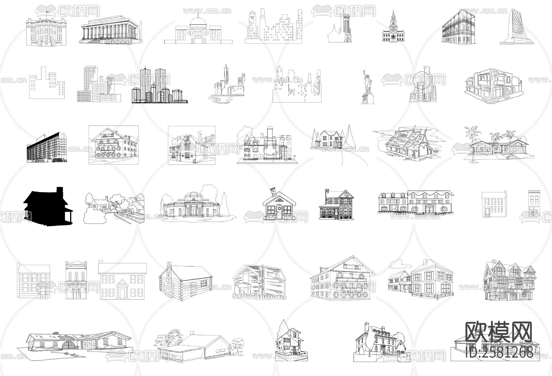 各种卡通建筑CAD图库下载（渲染图2）