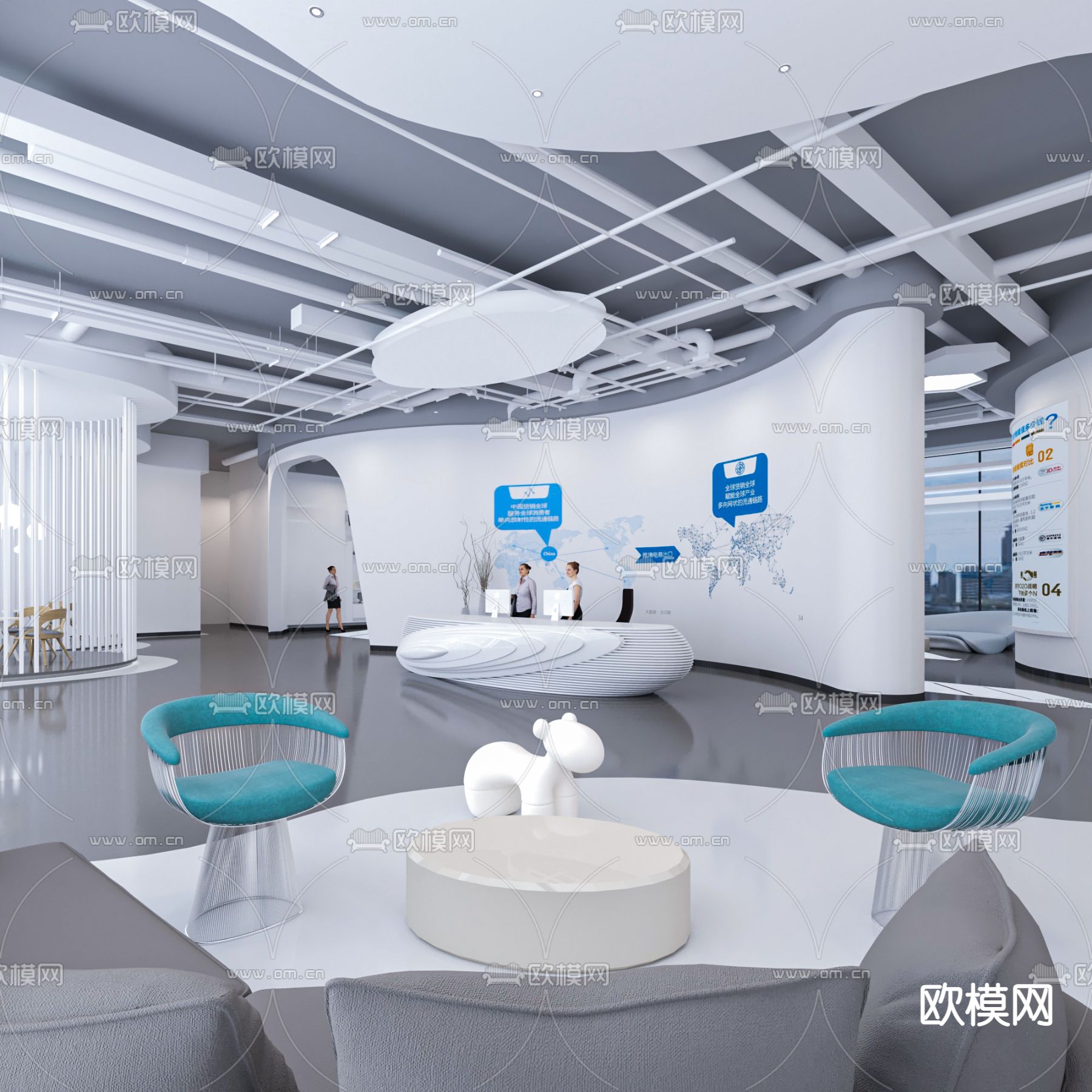 现代公司前台su模型下载_ID14034871_sketchup模型下载-欧模网