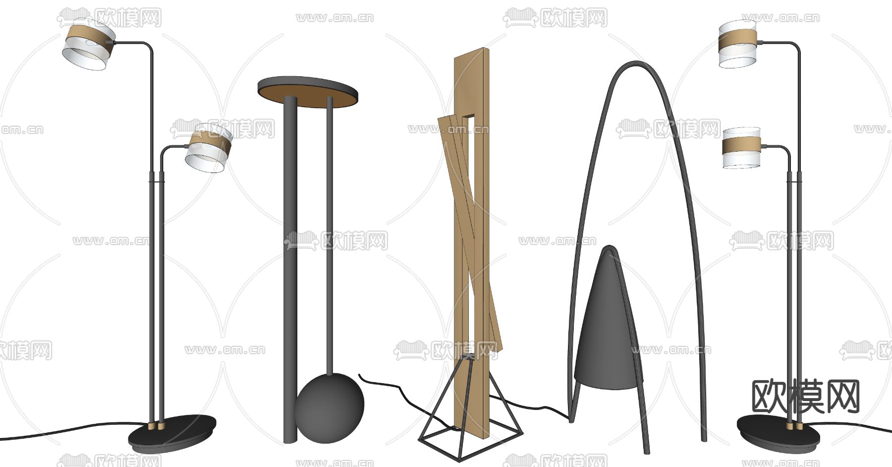 现代落地灯su模型下载（渲染图2）