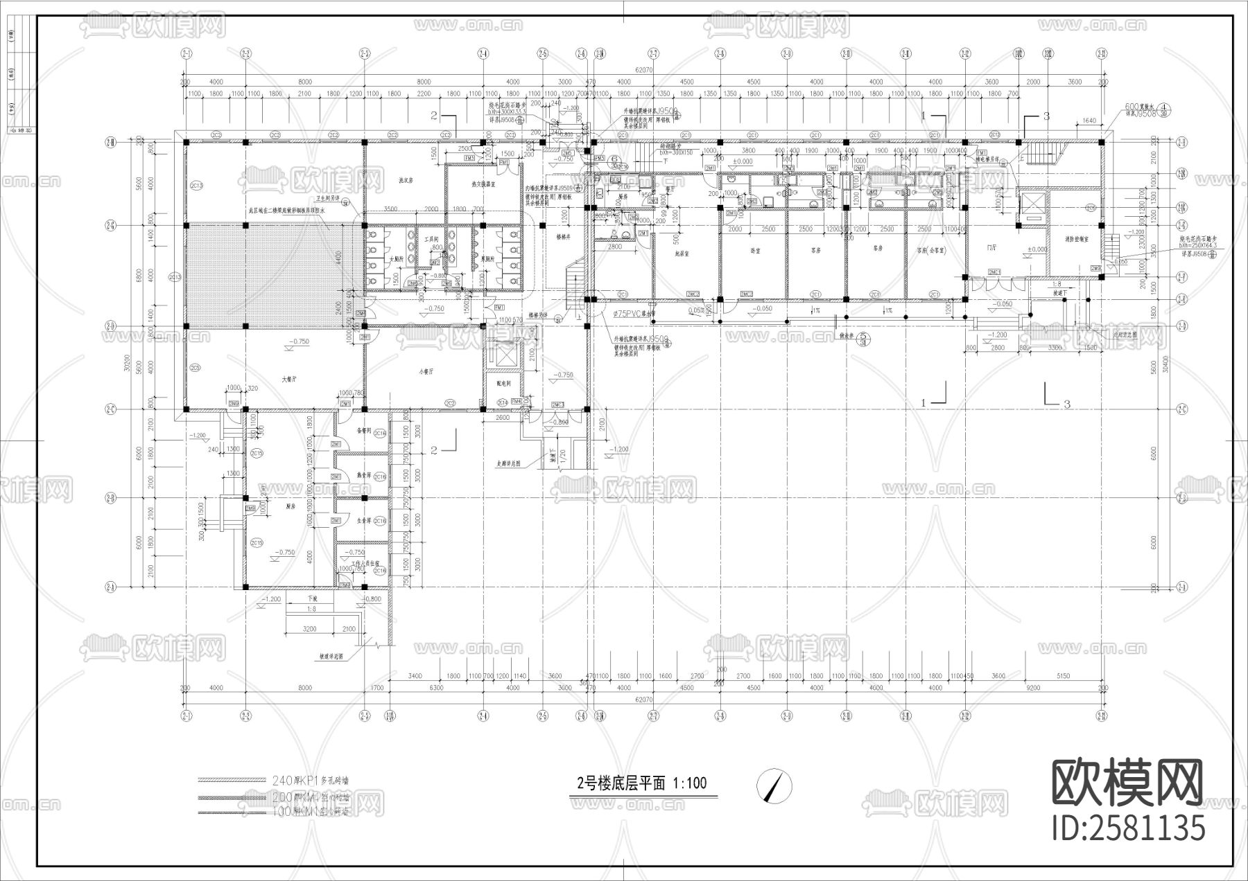仿古宾馆全套建筑CAD施工图下载（渲染图5）