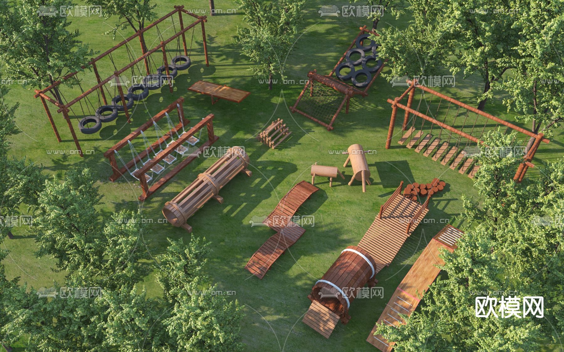 实木娱乐区 娱乐设施3d模型下载