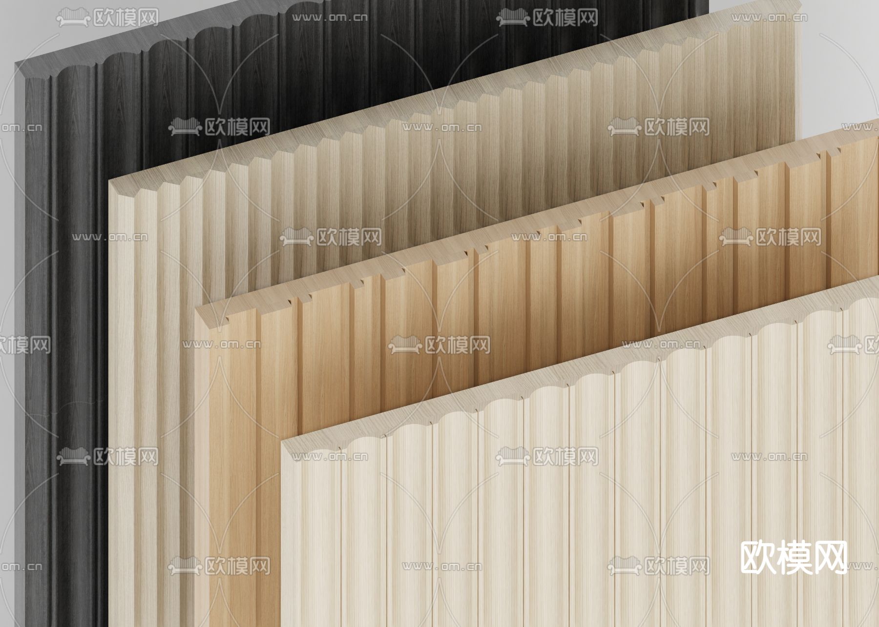 现代护墙板 长城板su模型下载（渲染图1）