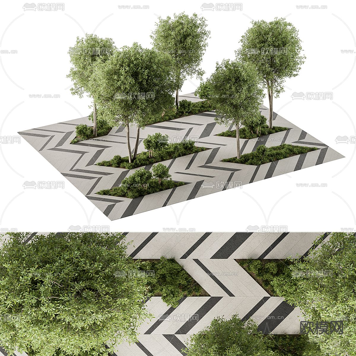 汀步 石子路 景观3d模型下载（渲染图1）