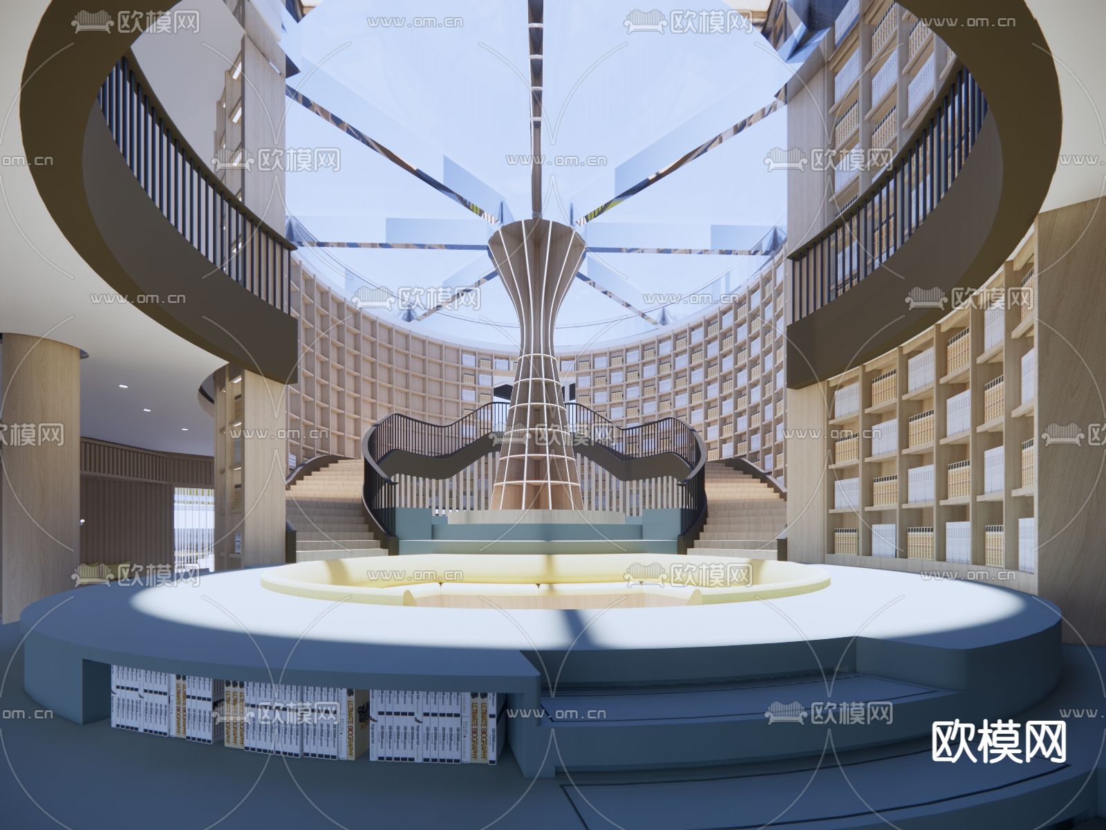 现代图书馆su模型下载（渲染图1）