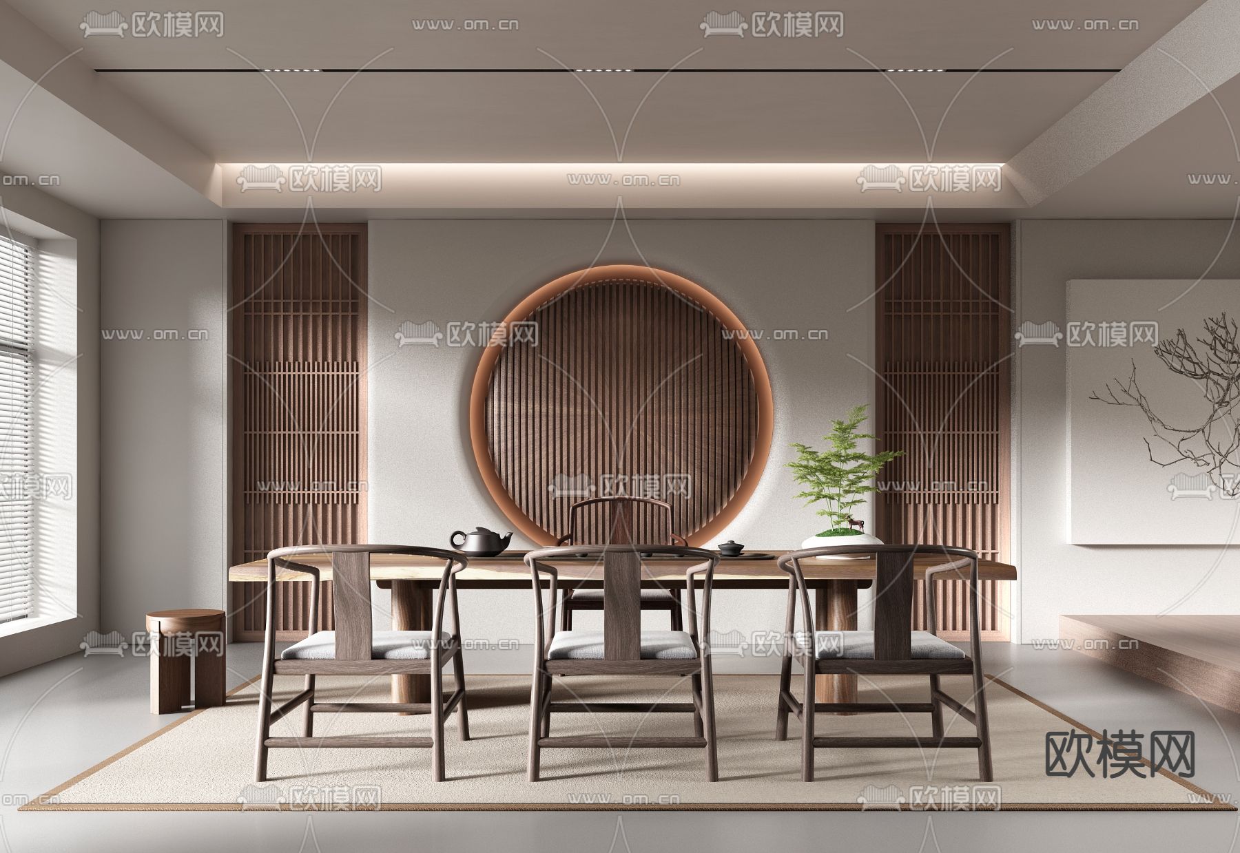 新中式茶室su模型