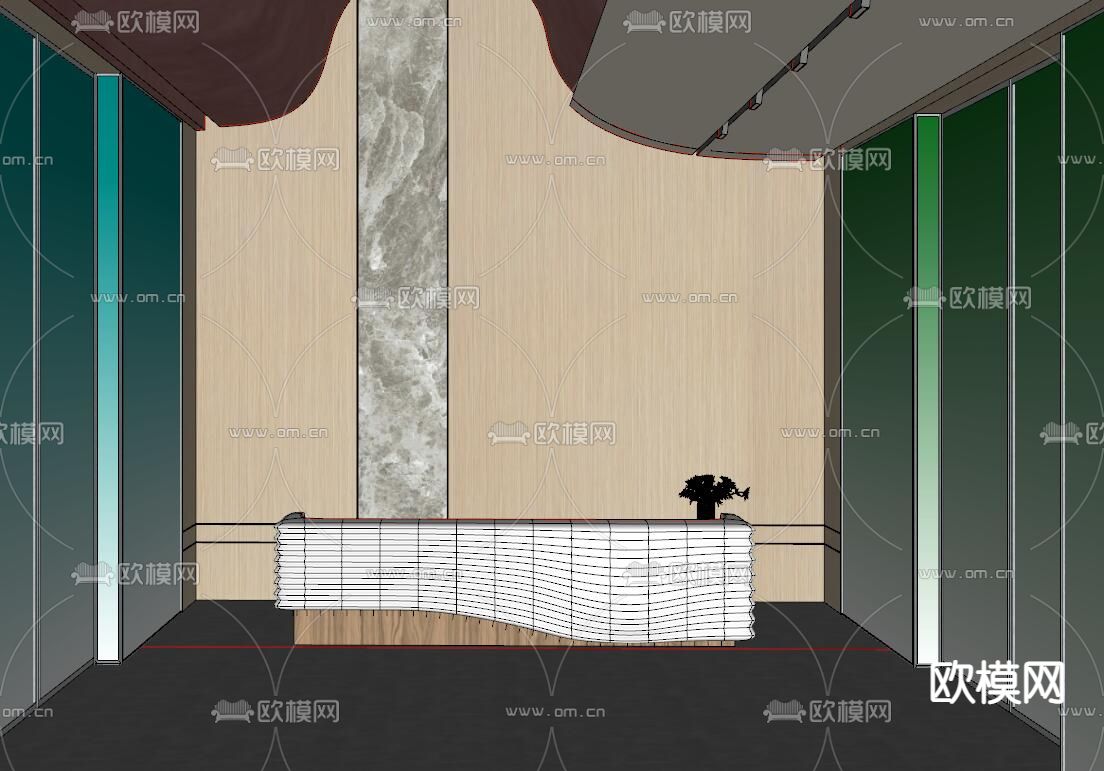 公司前台 大堂su模型下载（渲染图2）
