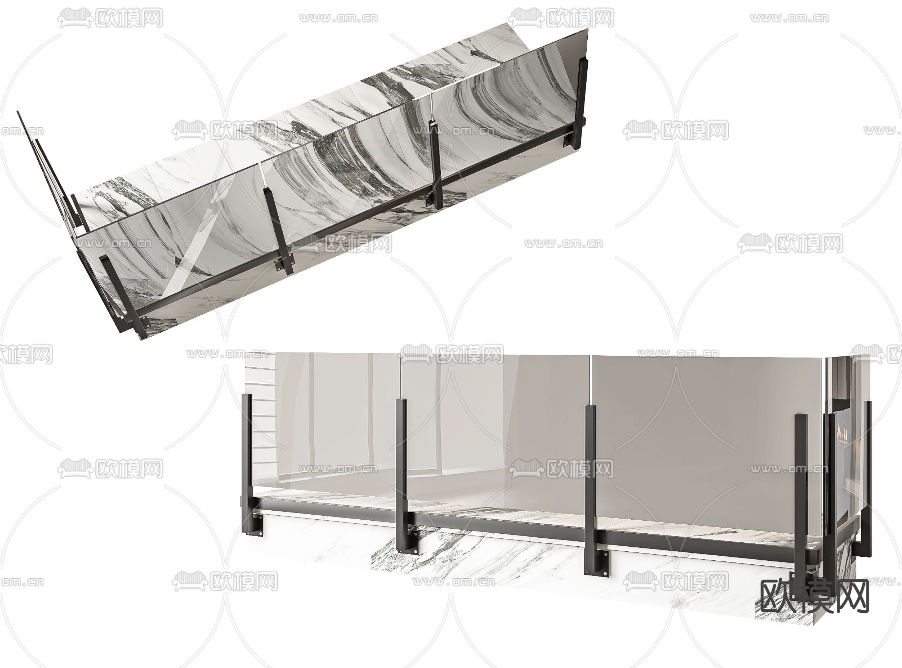 玻璃护栏 围栏3d模型下载