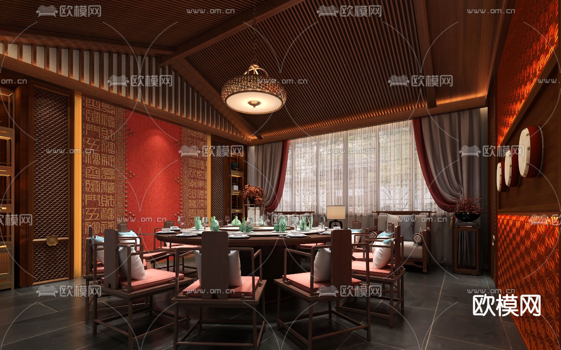 中餐厅包间 包房 包厢3d模型下载_ID14031690_3dmax免费模型-欧模网