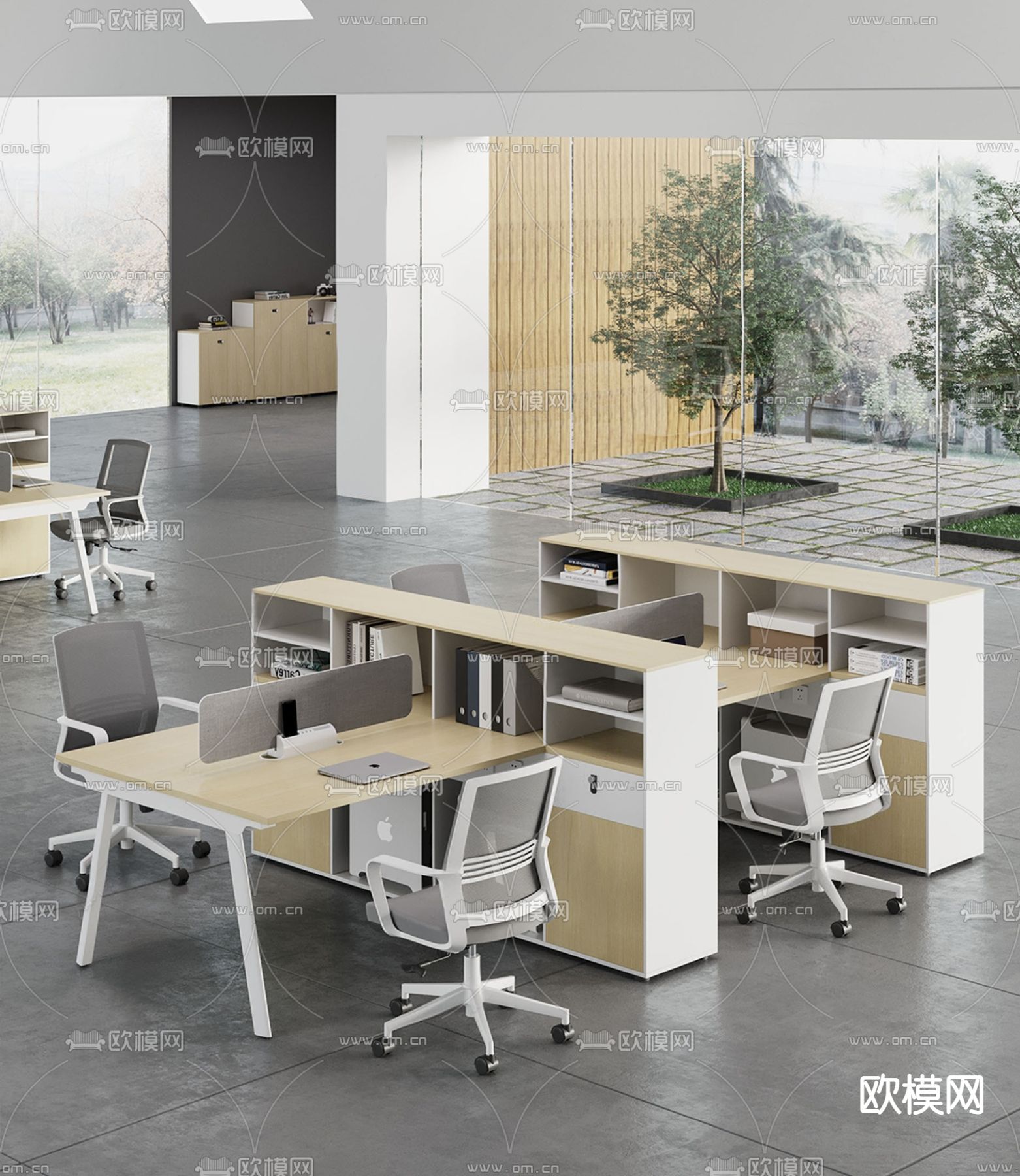 屏风卡位su模型下载（渲染图1）