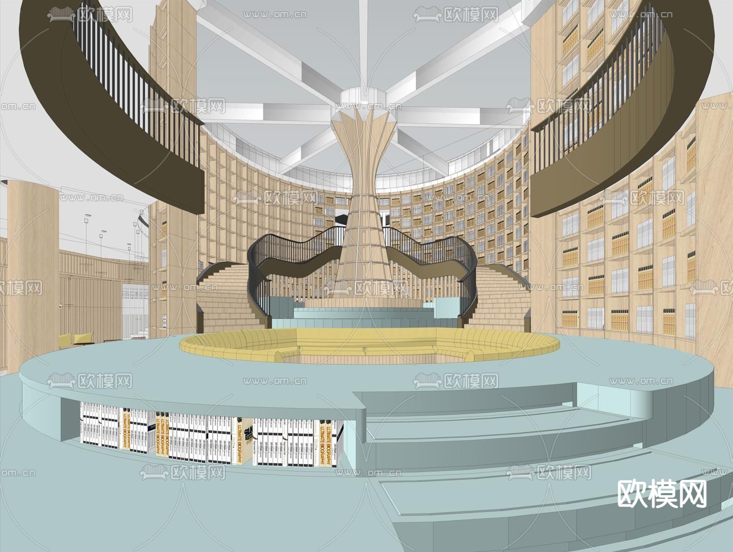 现代图书馆su模型下载（渲染图3）