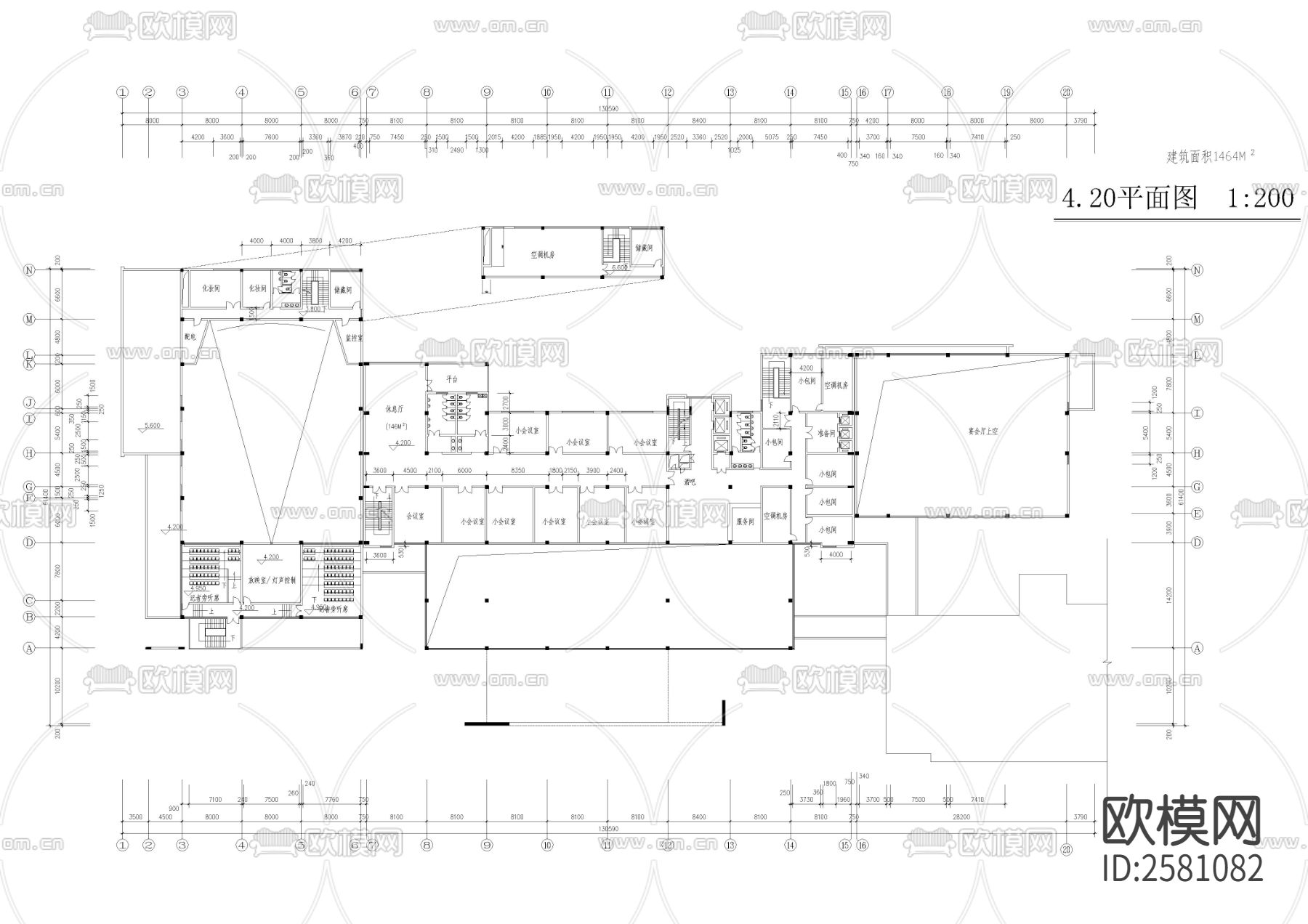 某賓館和會議中心全套建筑CAD施工圖下載（渲染圖3）