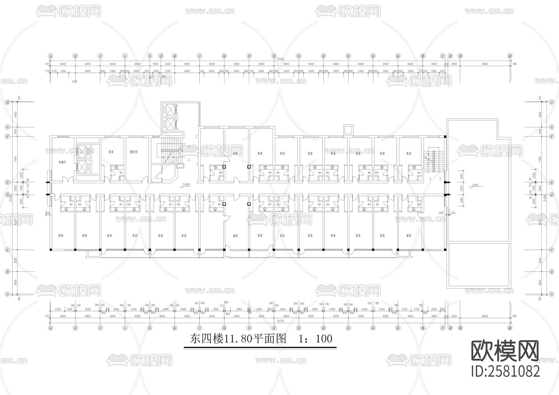 某賓館和會議中心全套建筑CAD施工圖下載（渲染圖8）