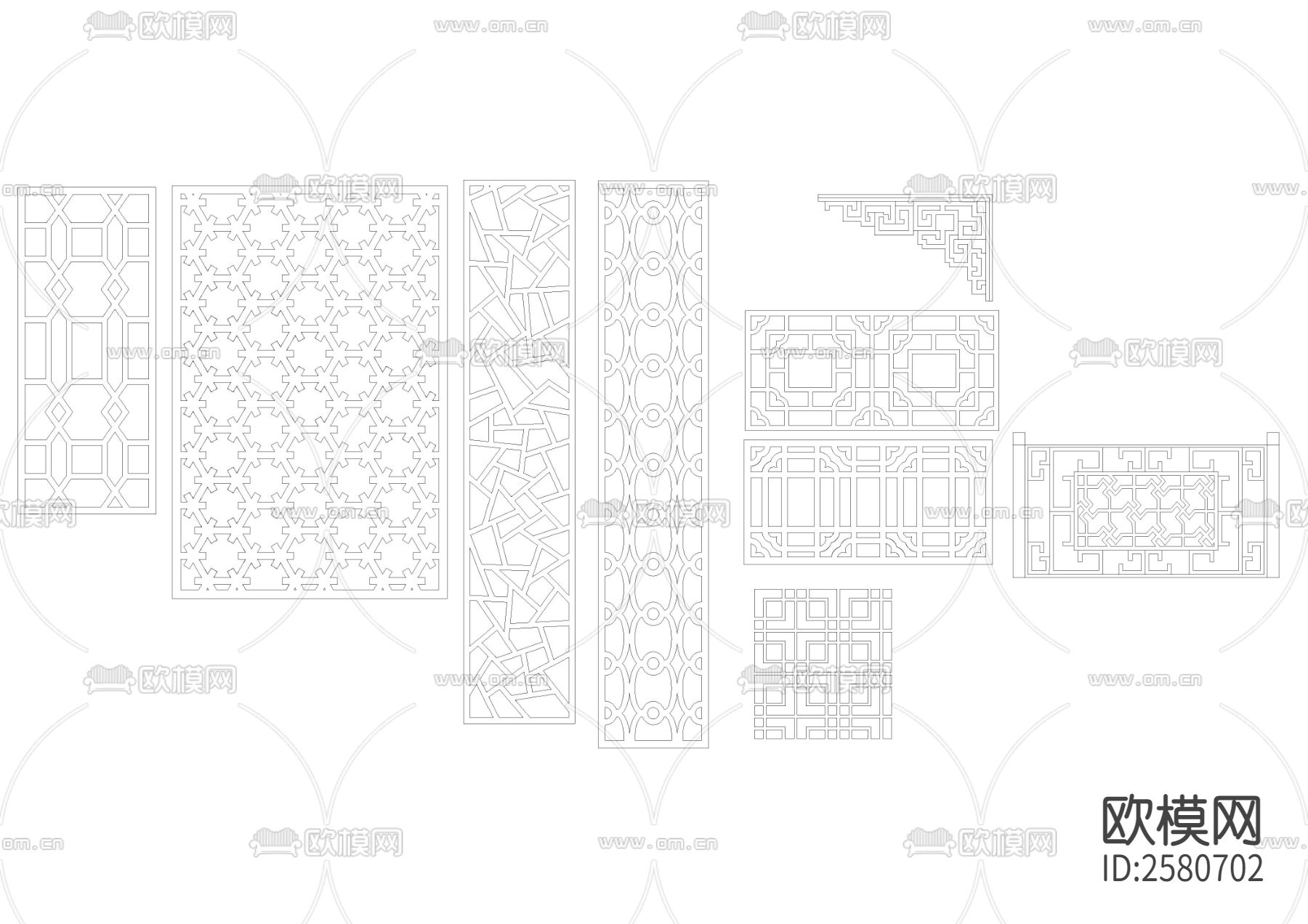 花纹镂空 雕花花纹 木雕花CAD图库下载（渲染图5）