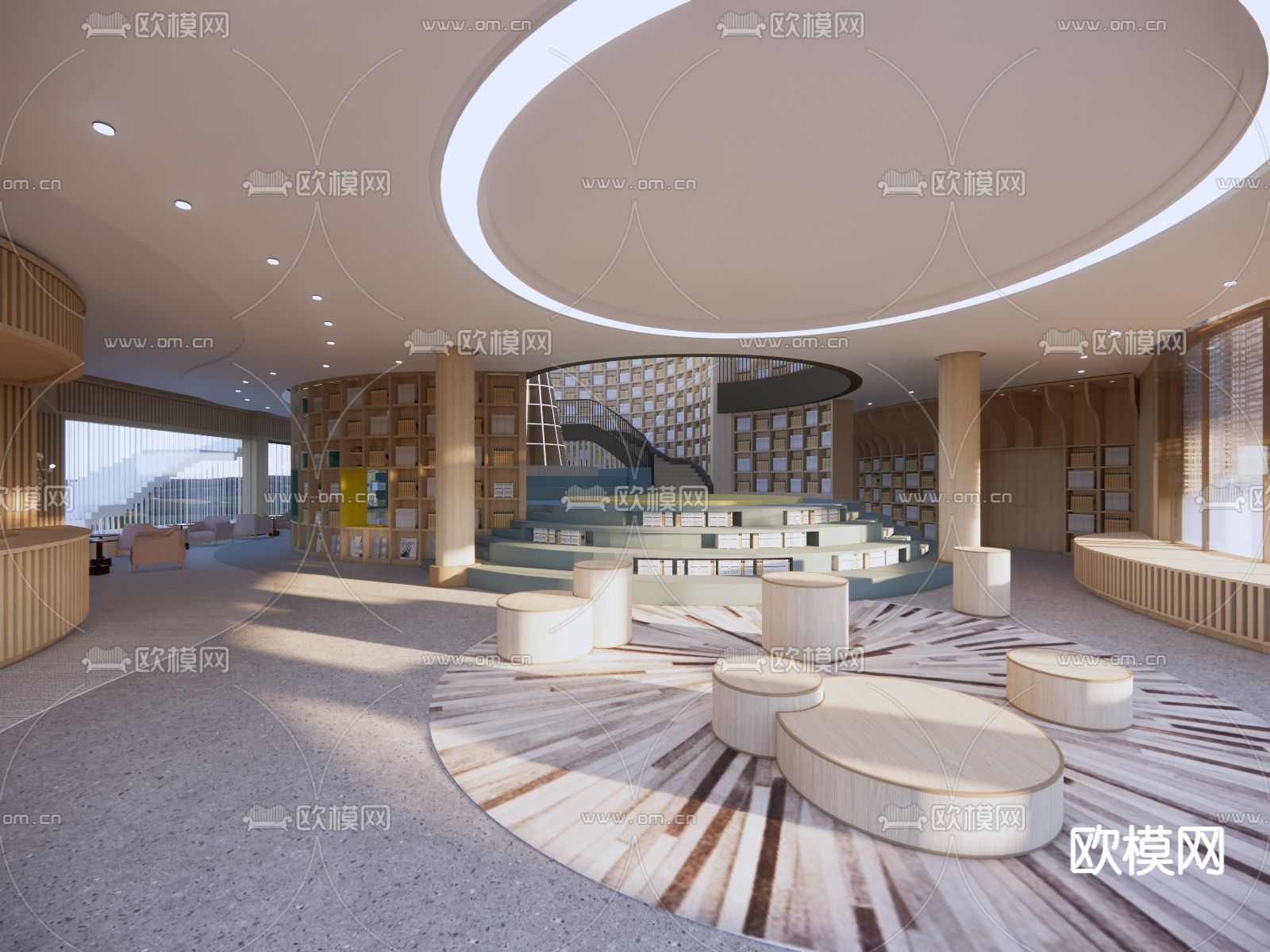 现代图书馆su模型下载（渲染图4）