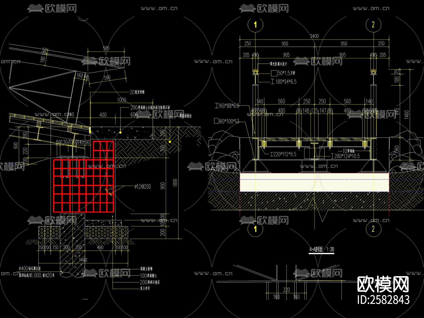 新中式钢木结构桥三套CAD施工图下载（渲染图7）