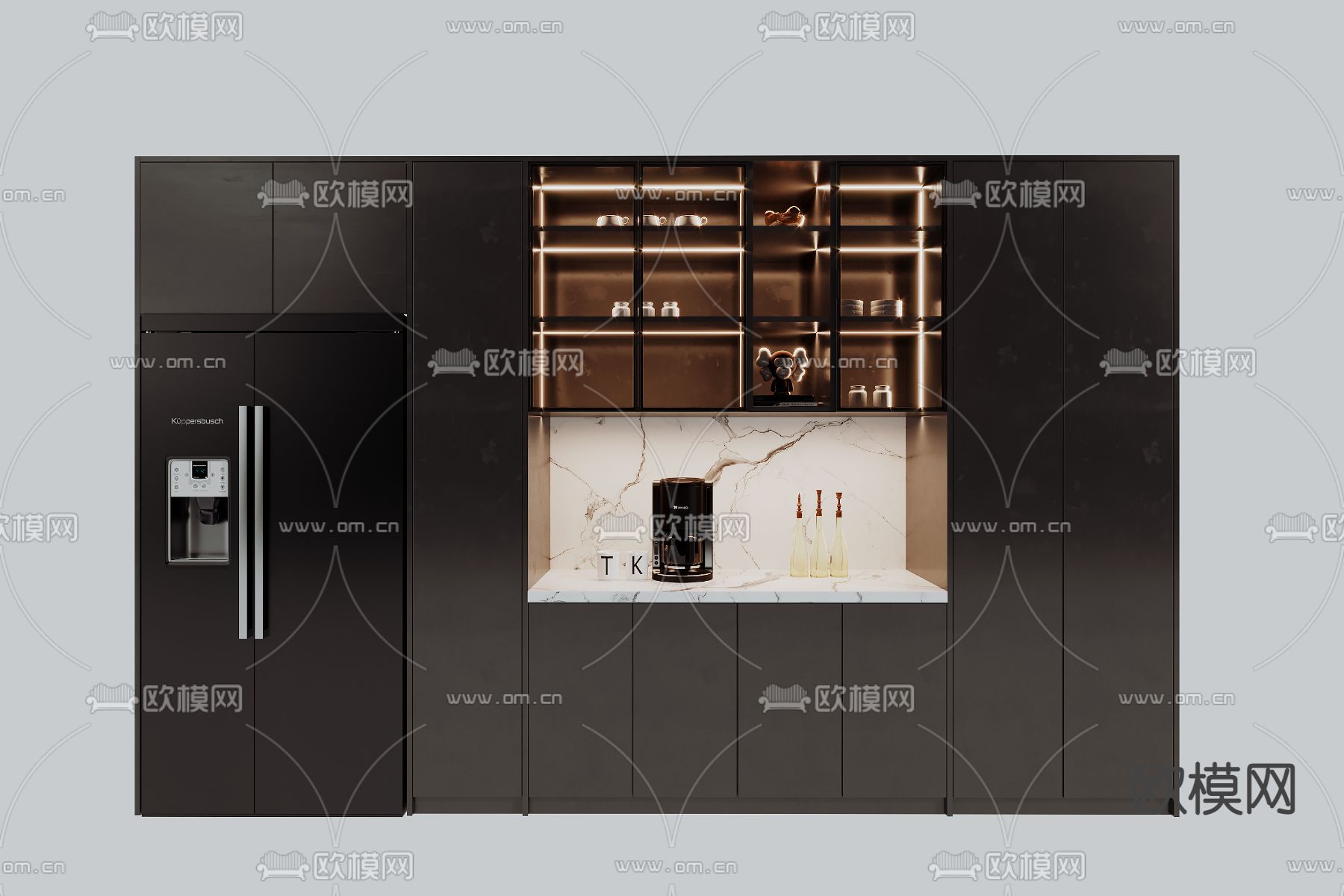 暗黑风酒柜 餐边柜3d模型下载