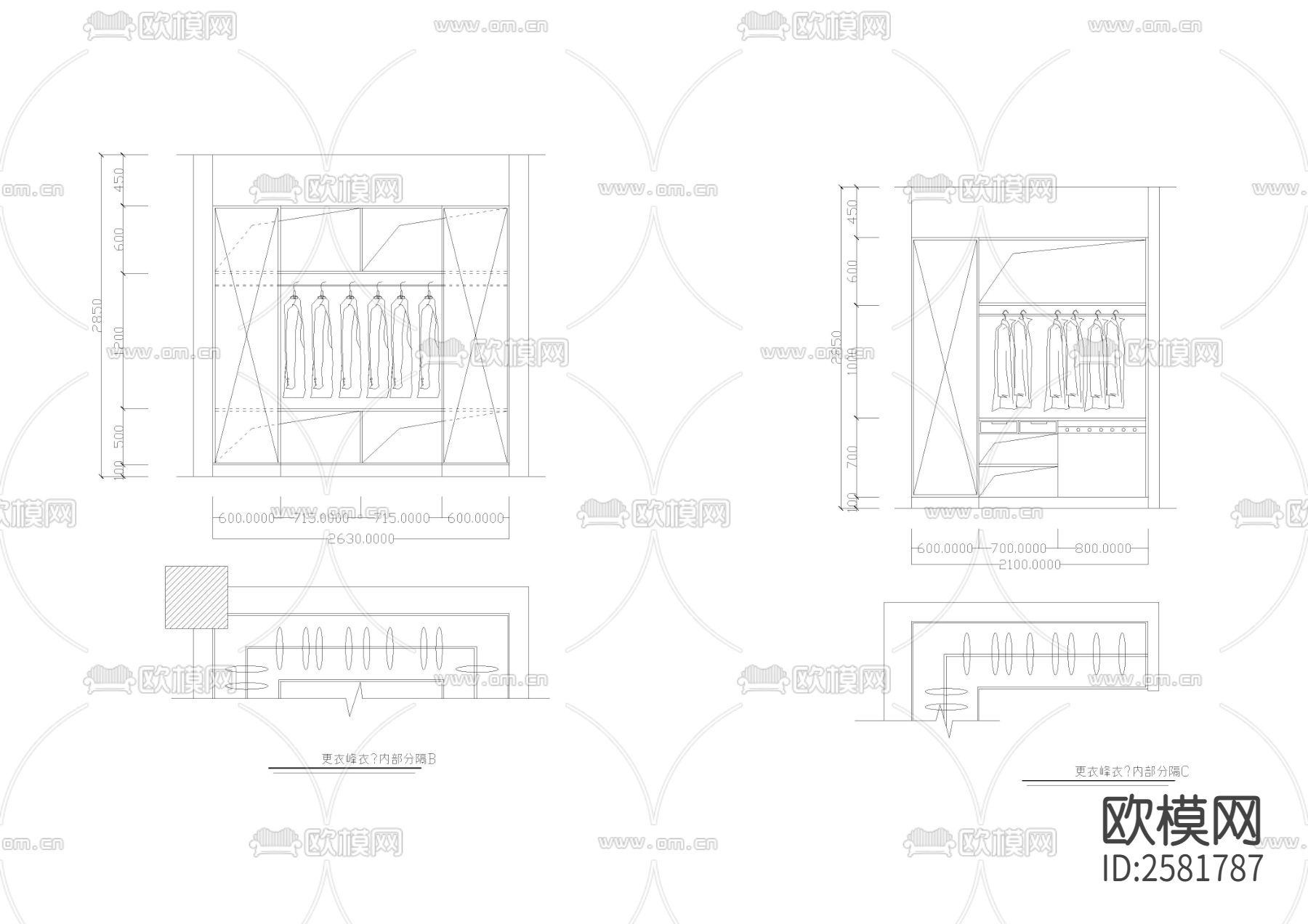 近百款鞋柜衣柜cad图库下载（渲染图7）