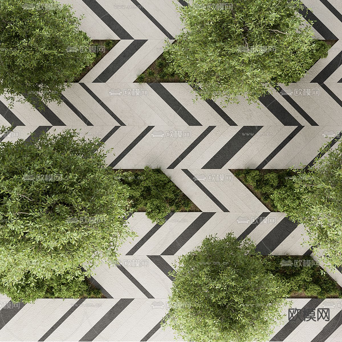 汀步 石子路 景观3d模型下载（渲染图4）