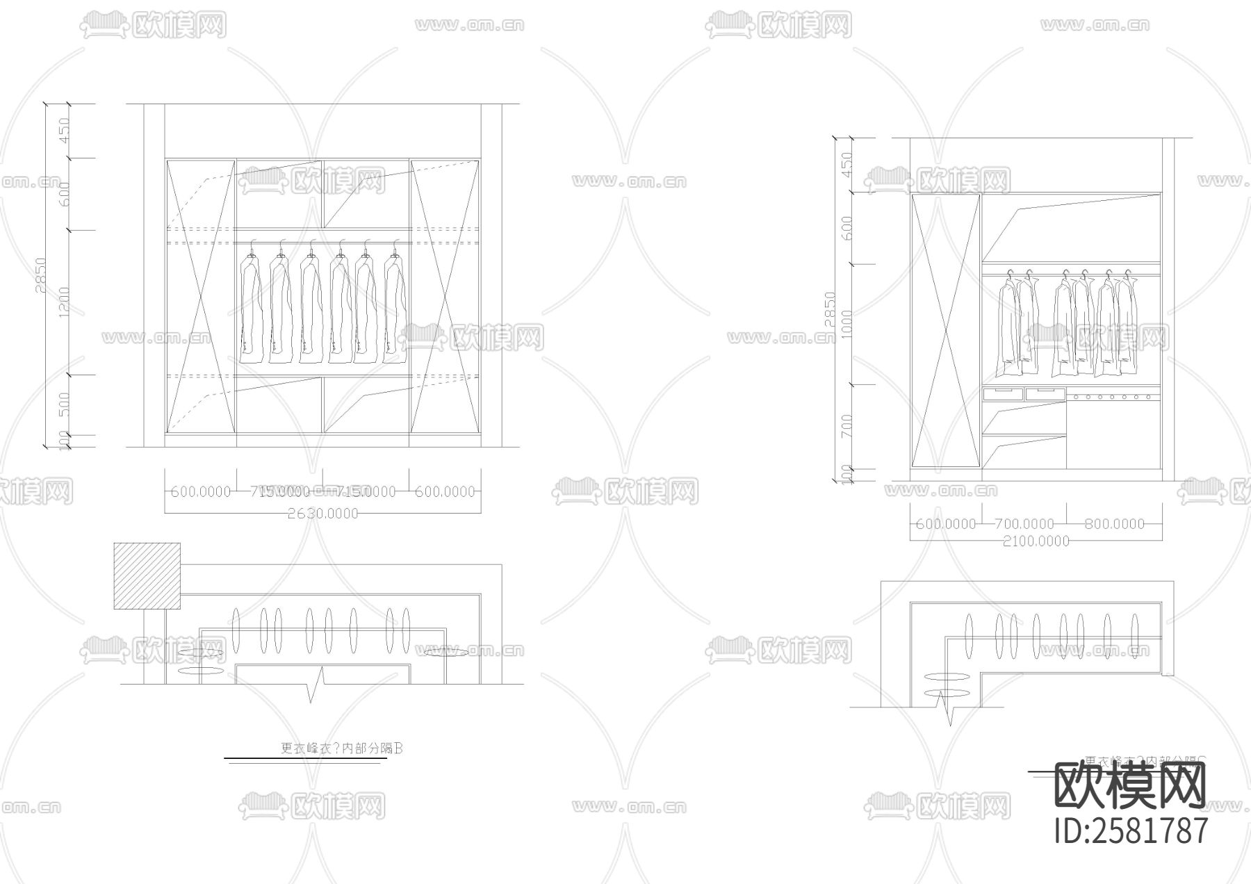 近百款鞋柜衣柜cad图库下载（渲染图6）