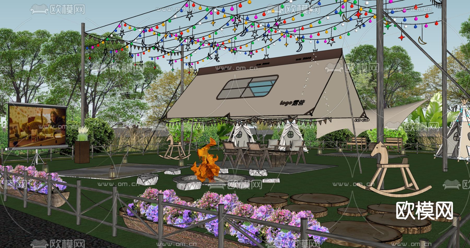 现代露营公园su模型下载（渲染图2）