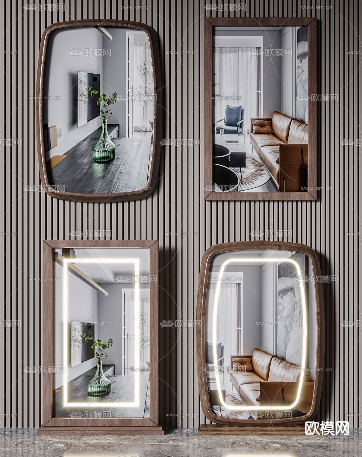 装饰镜 镜子 卫浴镜 发光镜3d模型下载