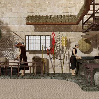 民俗农家乐 土灶小品3d模型