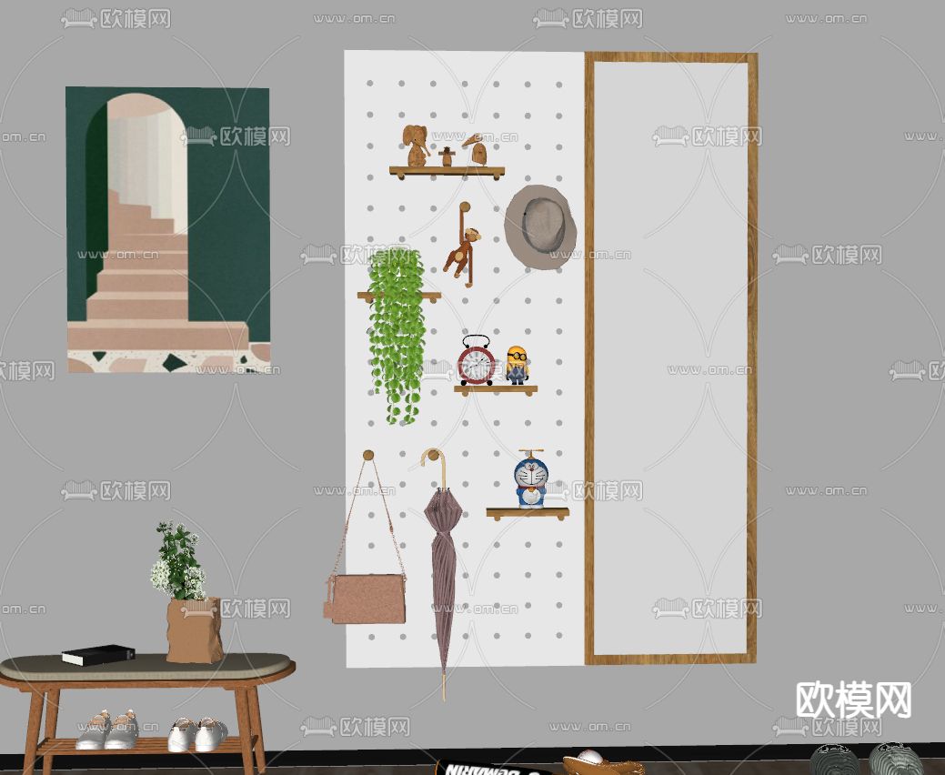 北欧洞洞板su模型下载（渲染图2）