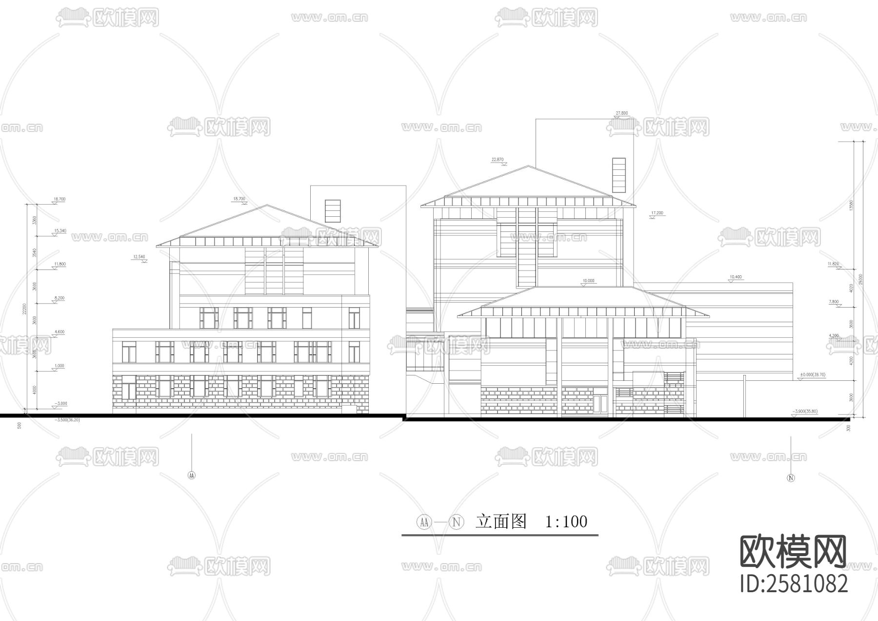 某賓館和會議中心全套建筑CAD施工圖下載（渲染圖5）