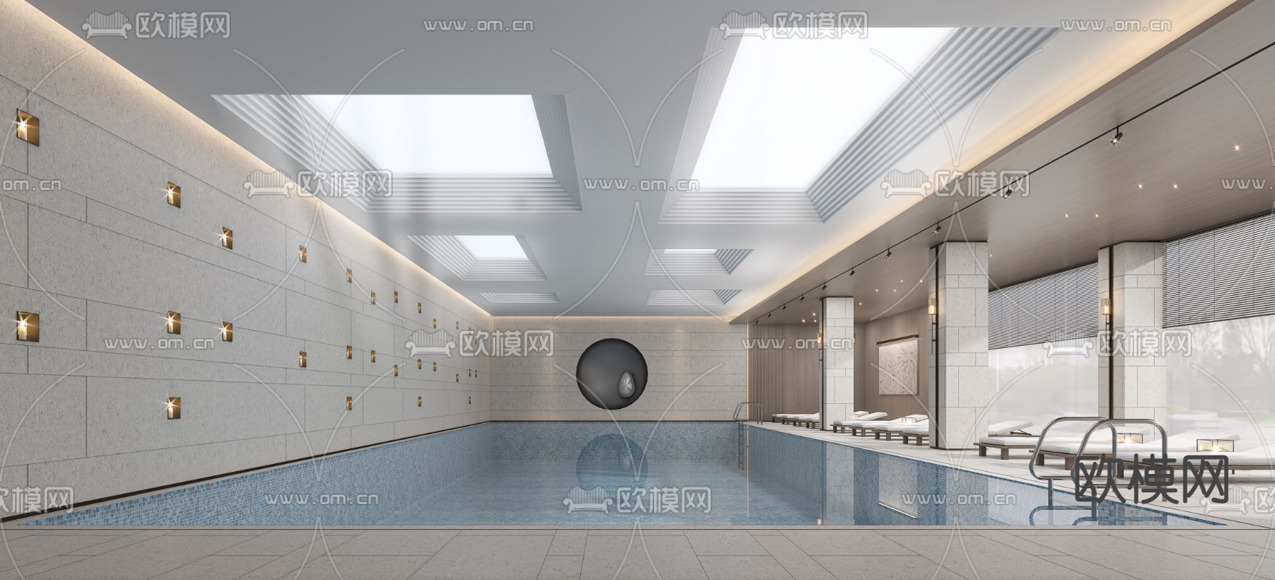 现代游泳馆3d模型下载