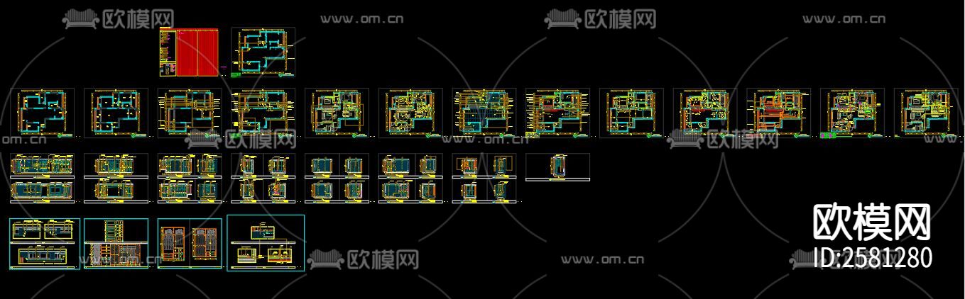 奶油风家装CAD施工图 效果图下载（渲染图9）