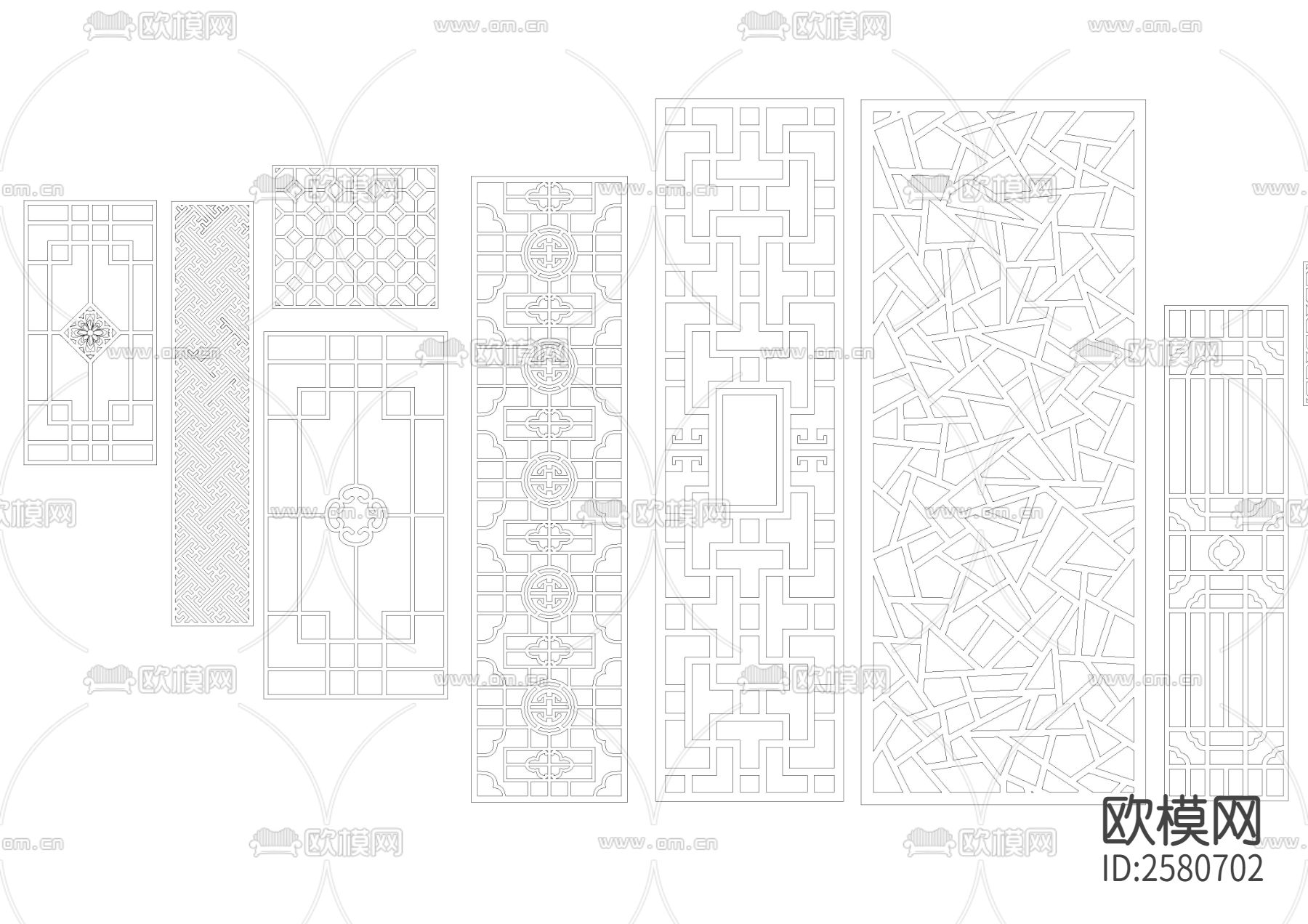 花纹镂空 雕花花纹 木雕花CAD图库下载（渲染图4）