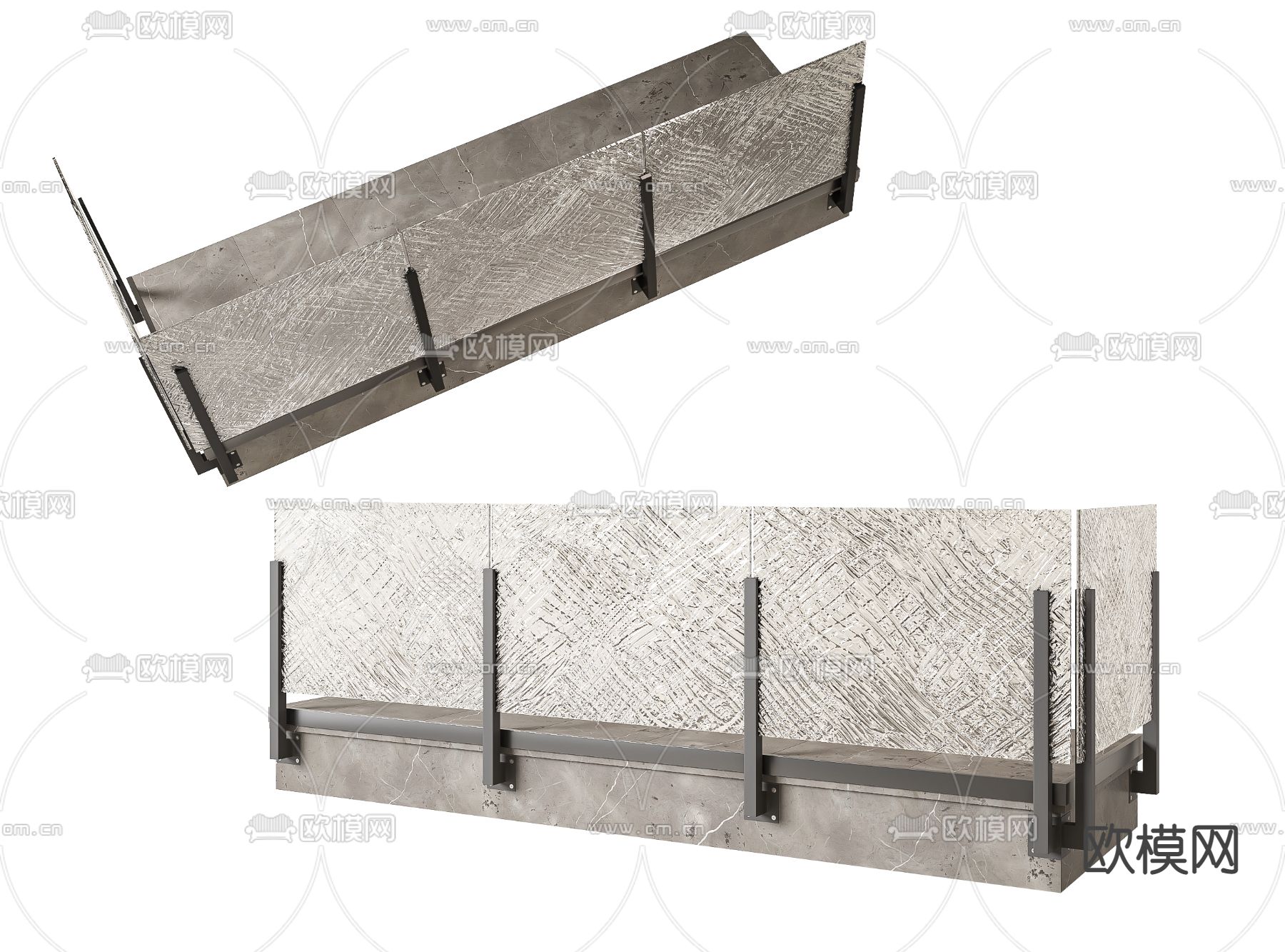 玻璃护栏 围栏3d模型下载