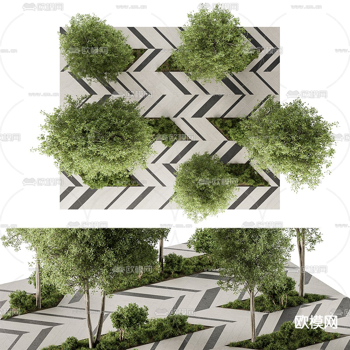 汀步 石子路 景观3d模型下载（渲染图3）