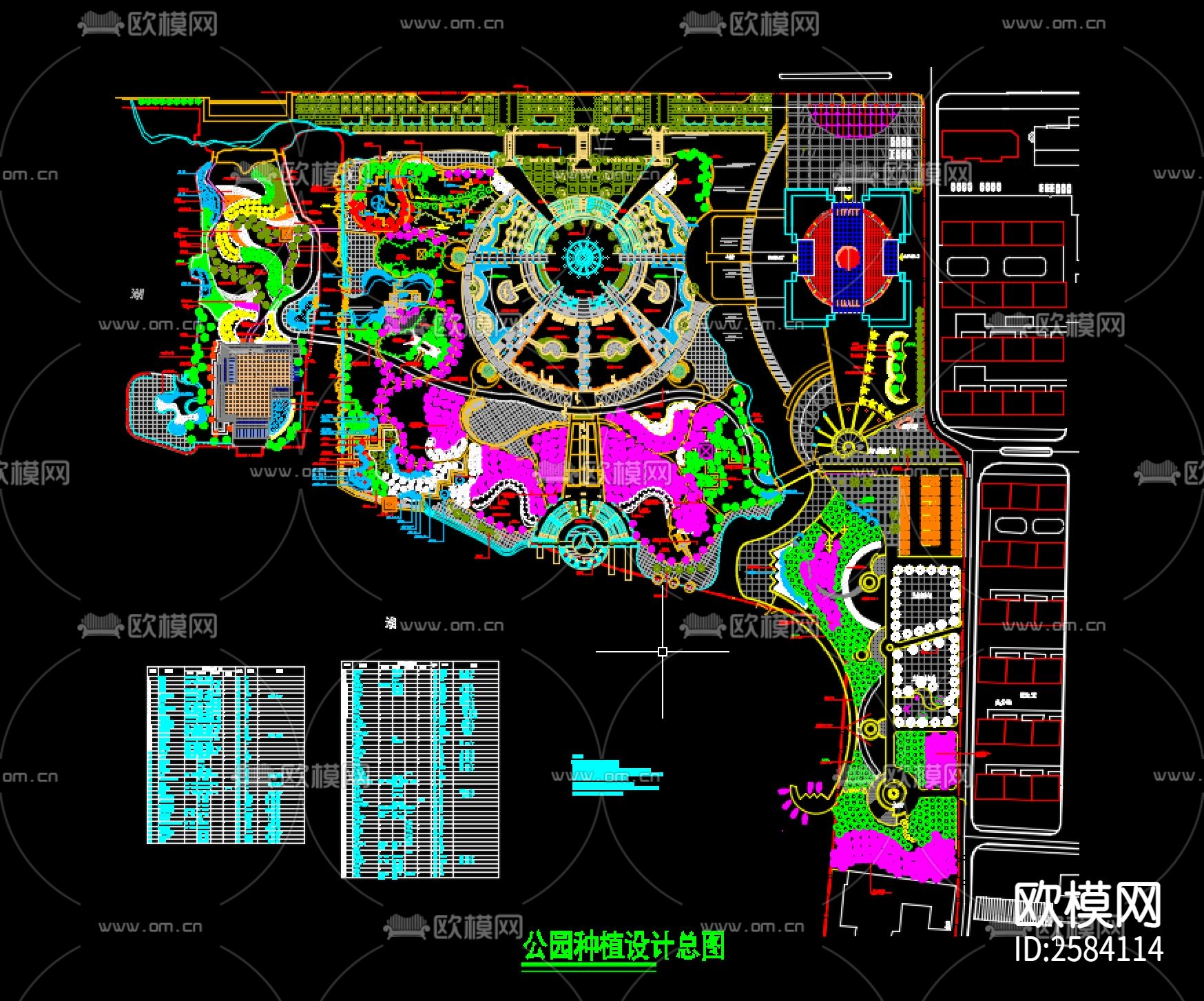 公园种植设计方案cad施工图下载（渲染图1）