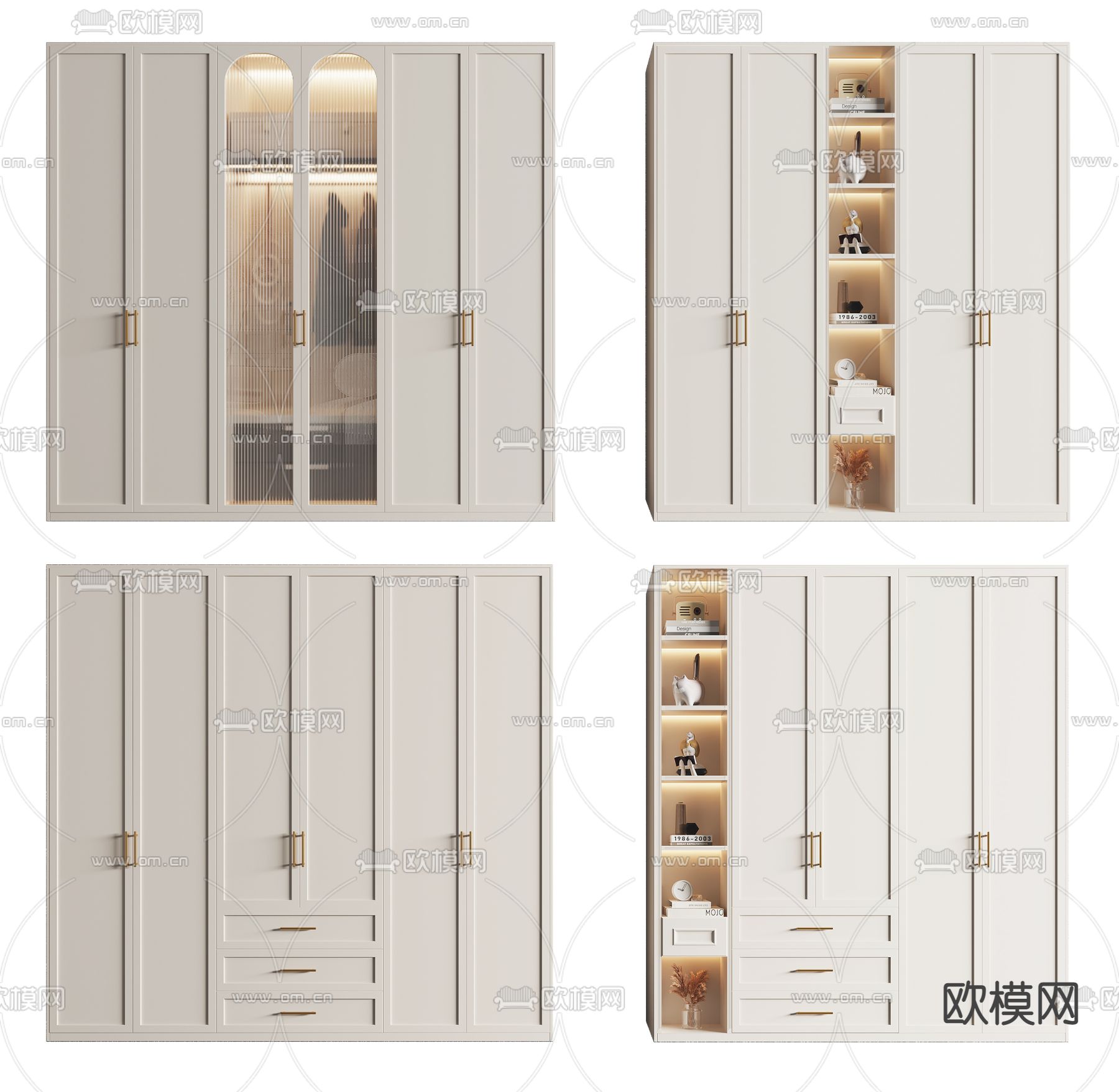 法式衣柜 书柜3d模型下载