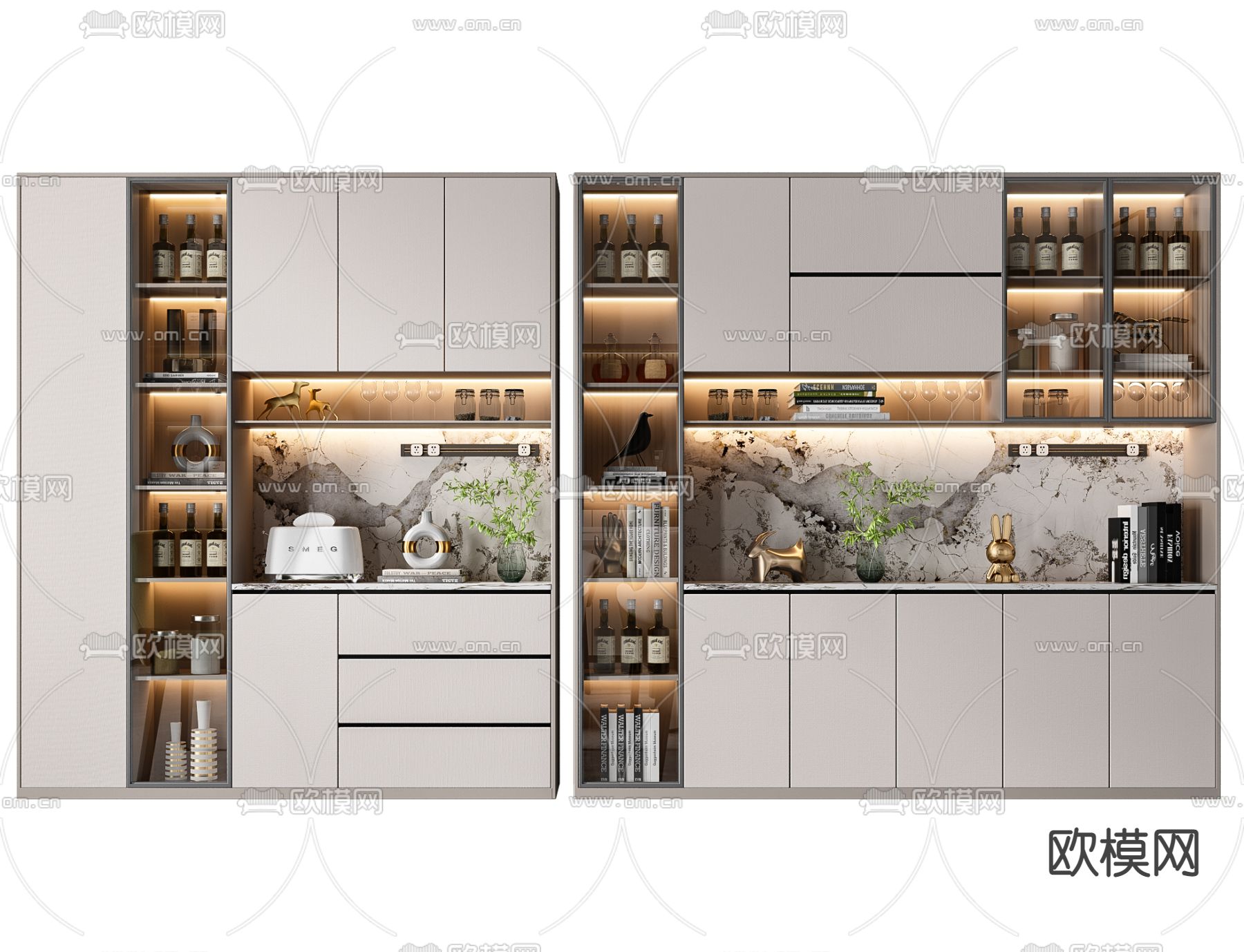 现代酒柜3d模型下载（渲染图1）