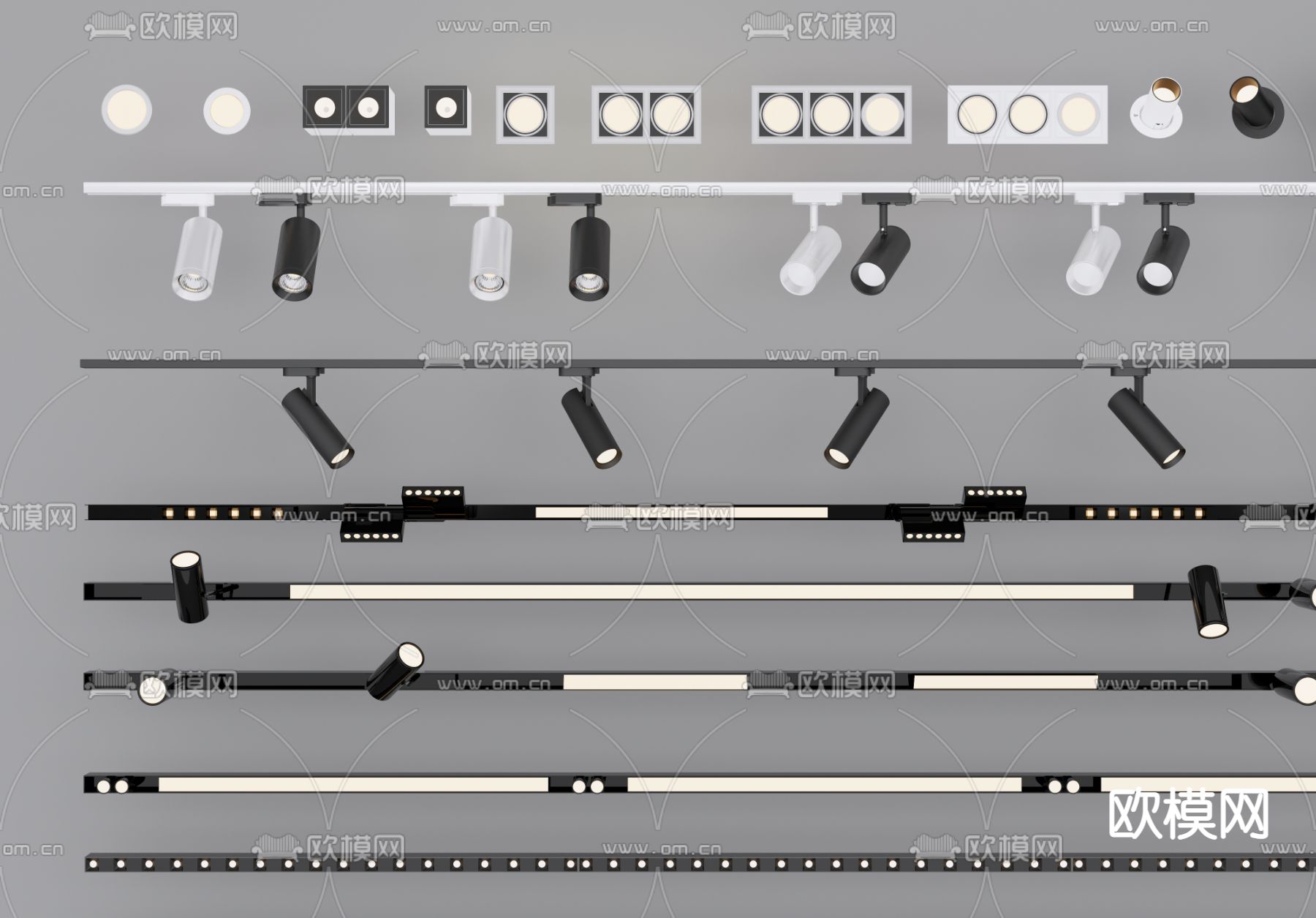 筒灯 射灯 磁吸轨道灯su模型下载（渲染图3）