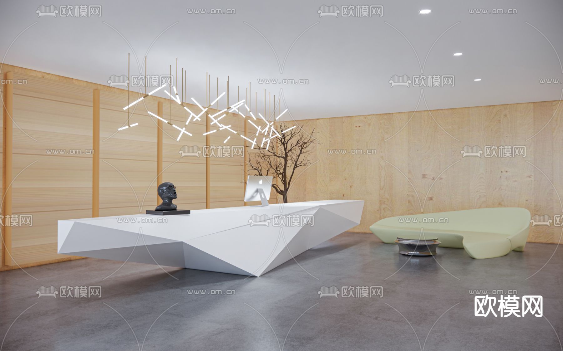 现代前台su模型下载（渲染图1）