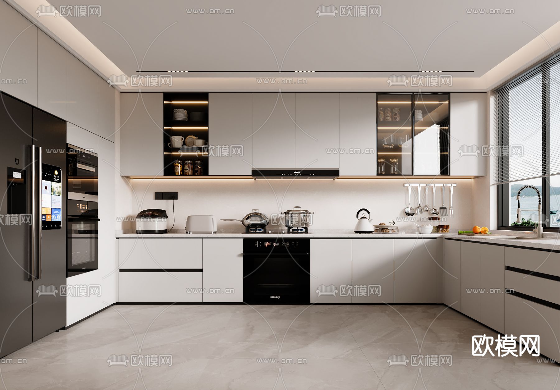 现代厨房 橱柜3d模型下载