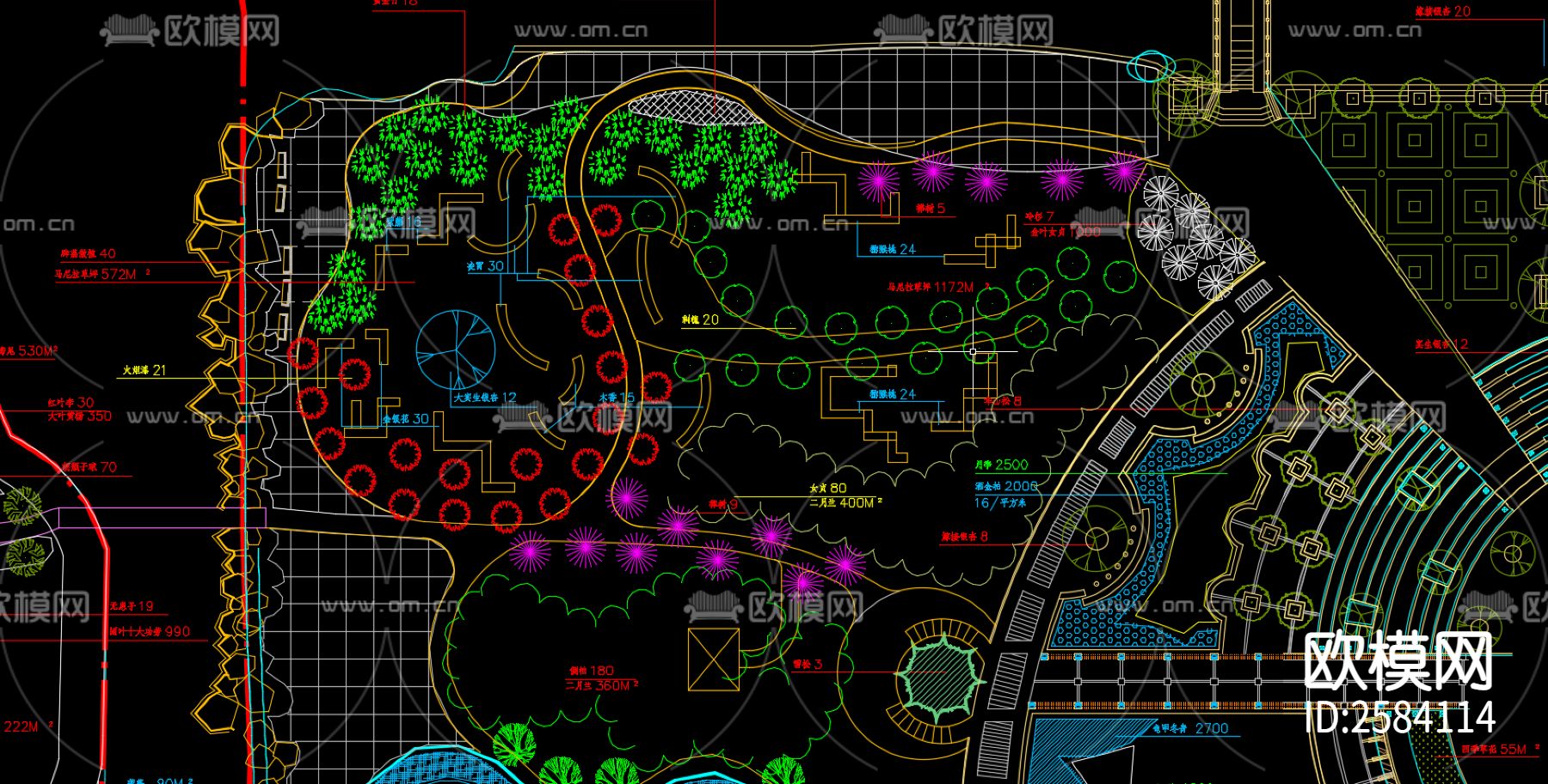 公园种植设计方案cad施工图下载（渲染图3）