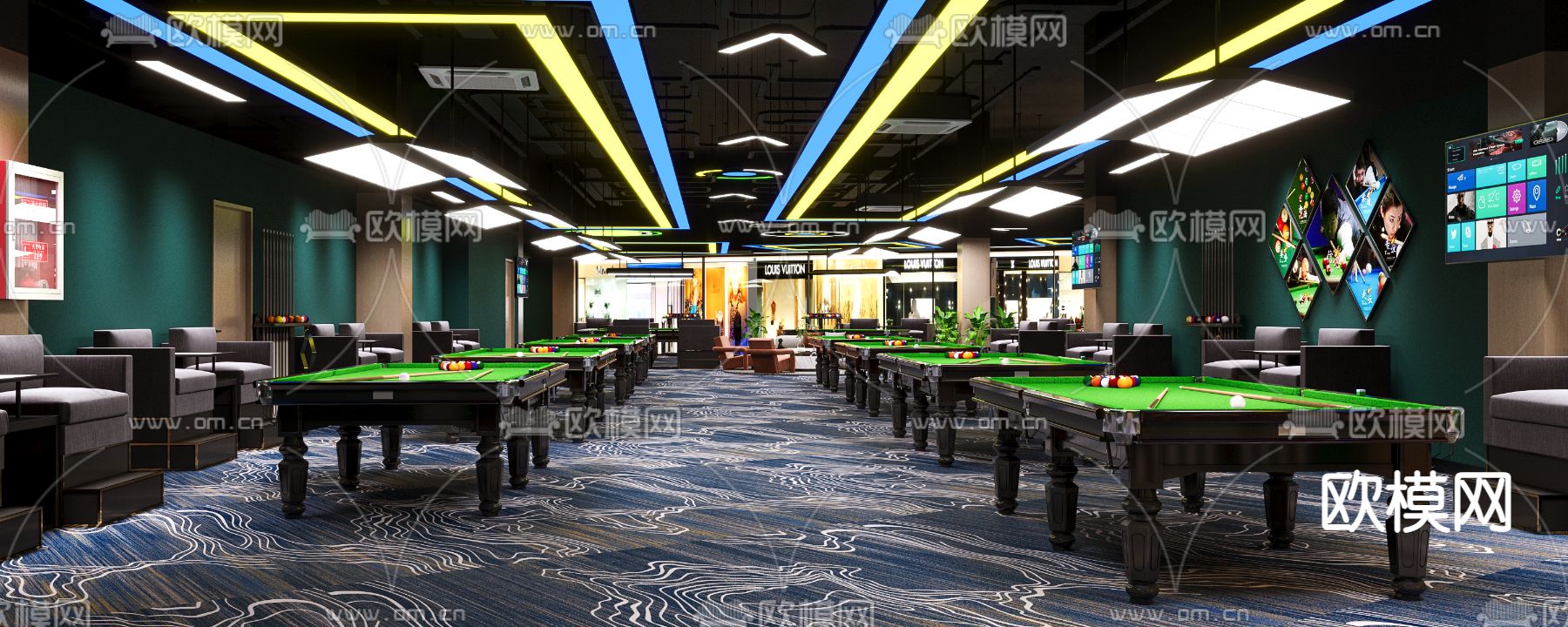 台球俱乐部 桌球馆3d模型下载（渲染图4）