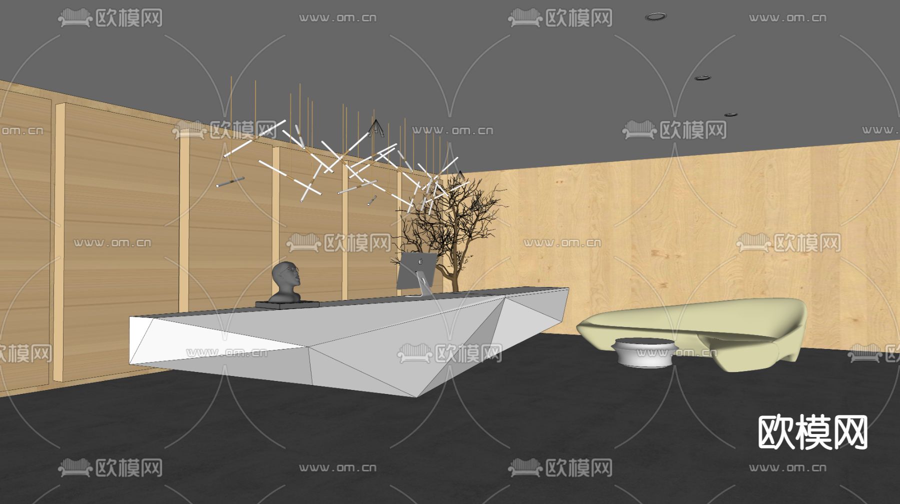 现代前台su模型下载（渲染图2）