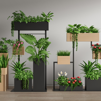  绿植花箱su模型 