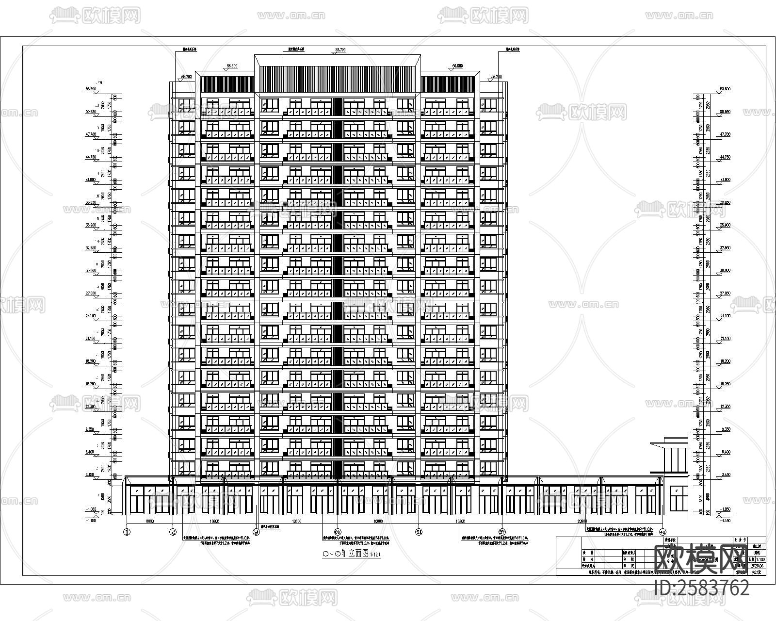 多高层结构建筑cad施工图下载（渲染图3）